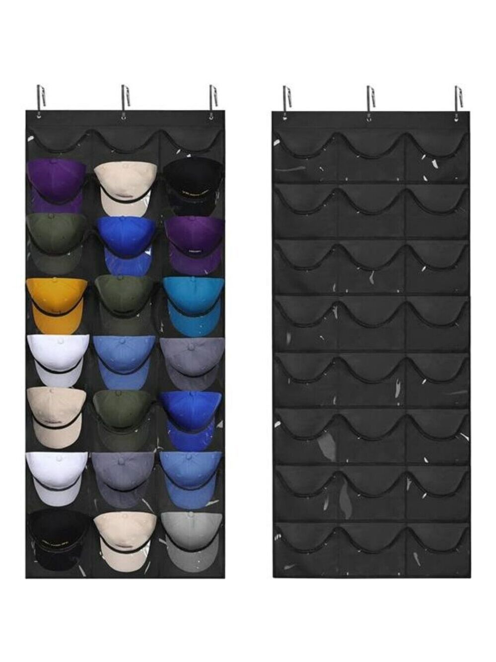 Baseball Cap Hat Organizer Rack 24 Pocket Over Door Wall Hanging Storage